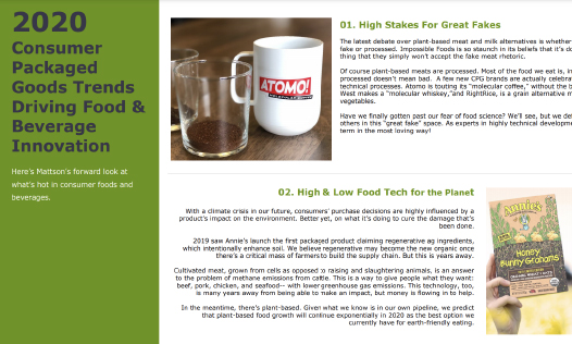 MATTSON CONSUMER PACKAGED GOODS TRENDS 2020