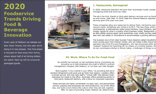 MATTSON FOODSERVICE TRENDS 2020